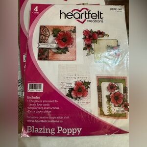 Heartfelt Creations Blazing Poppy Card Kit: 4 card set